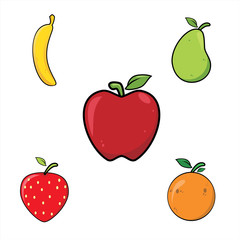Fruits set, vector illustration.