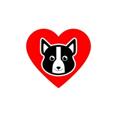 Heart with dog icon isolated on white background