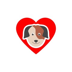 Heart with dog icon isolated on white background