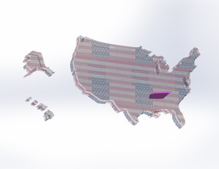 3D map of the United States.  Tennessee
