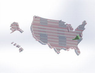 3D map of the United States.  Virginia