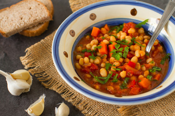 Homemade white beans stew with vegetables