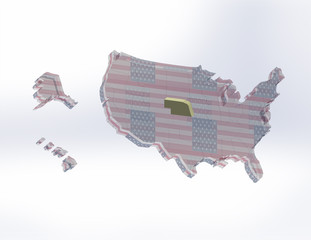 3D map of the United States.  Nebraska