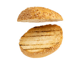 sliced sandwich bun top view isolated