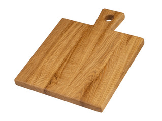Handmade wood cutting board, isolated on a white background
