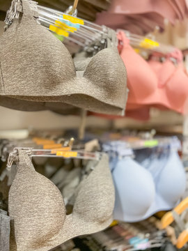 New bras items in the shop clothing and fashionable backgrounds