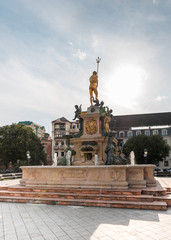 \Neptune Fountain in the Theater Square in front of the Batumi State Drama Theater named I. Chavchavadze in Batumi city in Georgia
