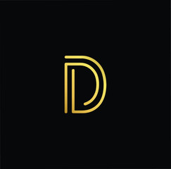 Outstanding professional elegant trendy awesome artistic black and gold color D DD initial based Alphabet icon logo.