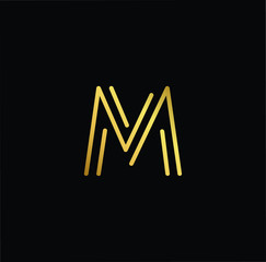 Outstanding professional elegant trendy awesome artistic black and gold color M MM initial based Alphabet icon logo.