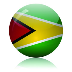 Fototapeta premium Guyana flag glass icon vector illustration