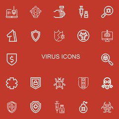 Editable 22 virus icons for web and mobile