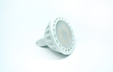 The led lamp is isolated on a white background. Diode lamps are economical for lighting rooms. Recessed ceiling lamps for a stylish design.
