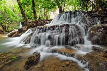 Forest Stream and Waterfall  Huay Mae Kamin National Park, Kanchanaburi, Thailand