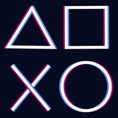 glitch cross triangle square circle design game play station 4 symbols icons playstation 5