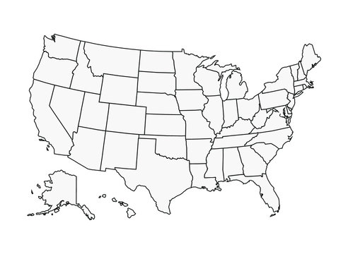 US Map Vector Outline State Boundaries