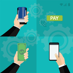 Money design and Payment with smartphone concept.