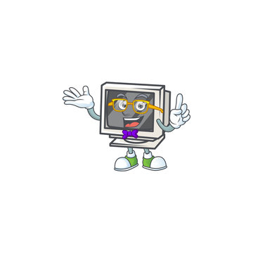 The Geek character of vintage monitor mascot design