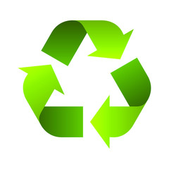 Recycle Sign Symbol Icon Green Gradient Isolated on White Background