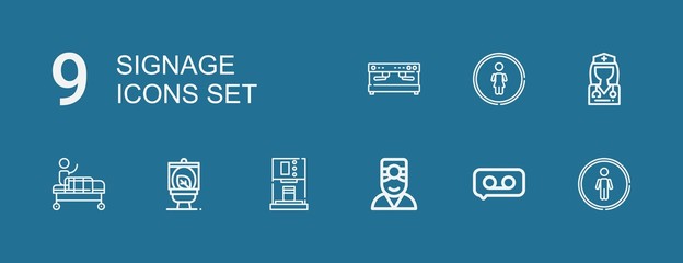 Editable 9 signage icons for web and mobile