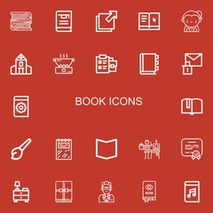 Editable 22 book icons for web and mobile