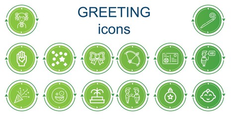 Editable 14 greeting icons for web and mobile