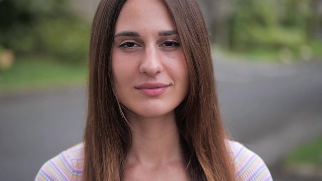 close-up portrait of attractive young woman 4k
