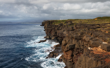 Fototapeta na wymiar South Point Cliffs (Southernmost point of United States) at Big Island, Hawaii