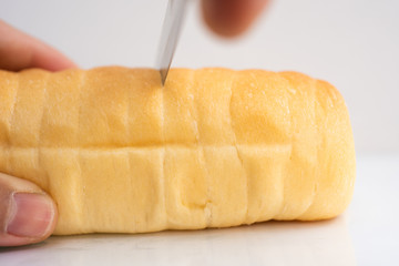 Fresh breads on table in cooking.