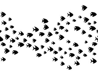 Black school of fish swimming vector illustration