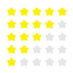 5 star rating icon set. Customer review survey. Feedback concept. Isolated. White background. Flat design.