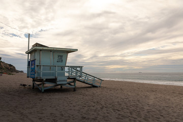 Malibu bech lifeguards cabin, California, United States.