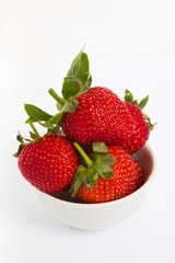 bowl with strawberries isolated on white background