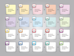 Square icons for writing text.Button icons for various colors for writing.Diagram icons in different colors.Icon for jelly and transparent border feeling.