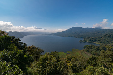 View of Bayun lake with a beautiful clear sky in Bali Indonesia.