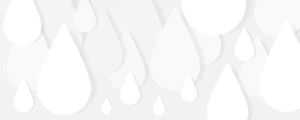 Water droplet shapes in white paper effect background