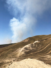 spring hilly and cloudy  landscape 