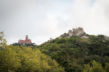 Low angle shot of a beautiful classical building of sintra-cascais natural park in portugal
