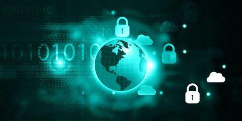 Internet security concept background. 3d illustration..