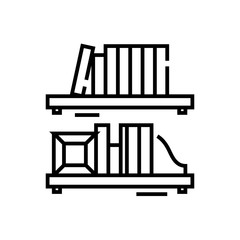Book shelf line icon, concept sign, outline vector illustration, linear symbol.