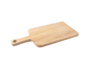 Square wood chopping block On a white background