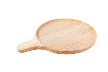 Round wood cutting board On a white background