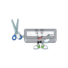 Happy smiling barber air conditioner mascot design style