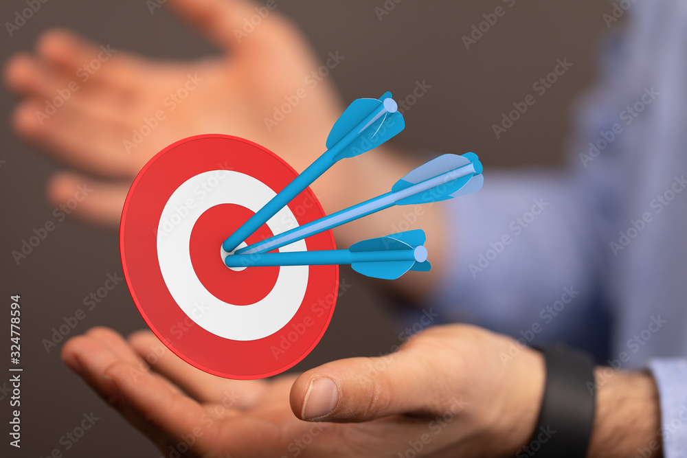 Poster dart target arrow hitting on bullseye which is the ultimate goal that everyone wants.