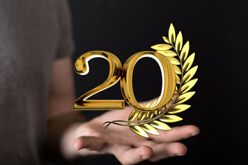 20 Anniversary 3d numbers. Poster template for Celebrating 20 anniversary event party.