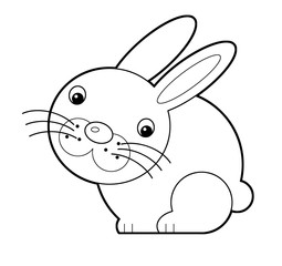 cartoon sketch scene with polar rabbit on white background - illustration