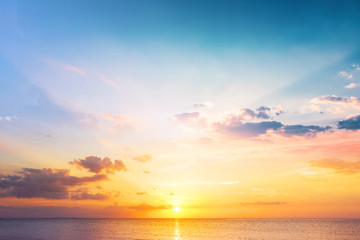 Environment Day Concept: Beautiful sunset on the beach and sea