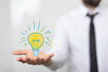 solution concept business idea lamp.