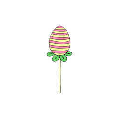 Color decorative egg, candy, Lollipop. Design element for Easter, Valentines Day, holidays. Hand drawn