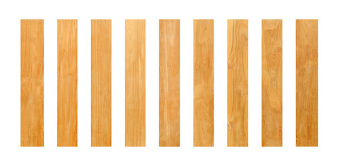 Rustic plank of teak wood isolated on white background with clipping path for for vintage design...