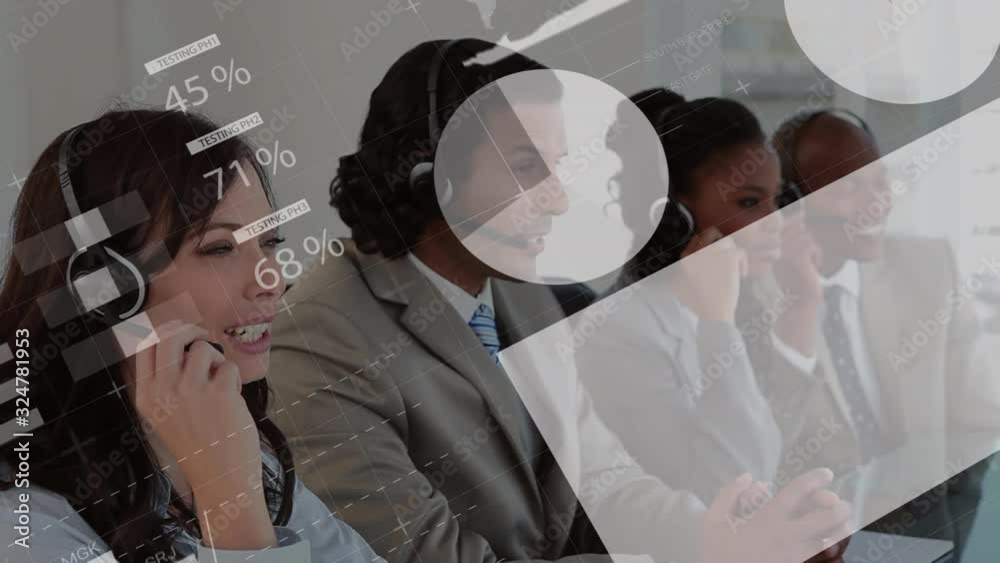 Poster animation of data processing with workers in background